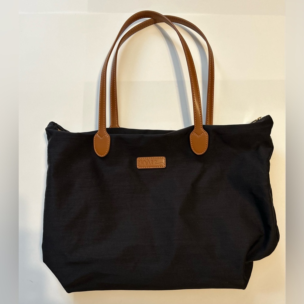 Water Resistant Light Weight Black Nylon Tote Bag by NNEE